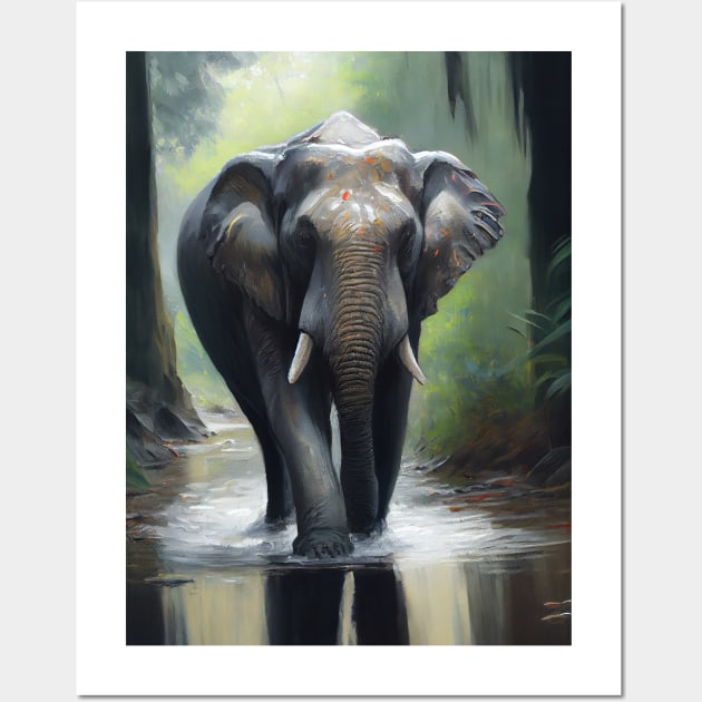 Asian Elephant Oil paint Wall Art by ABART BY ALEXST 